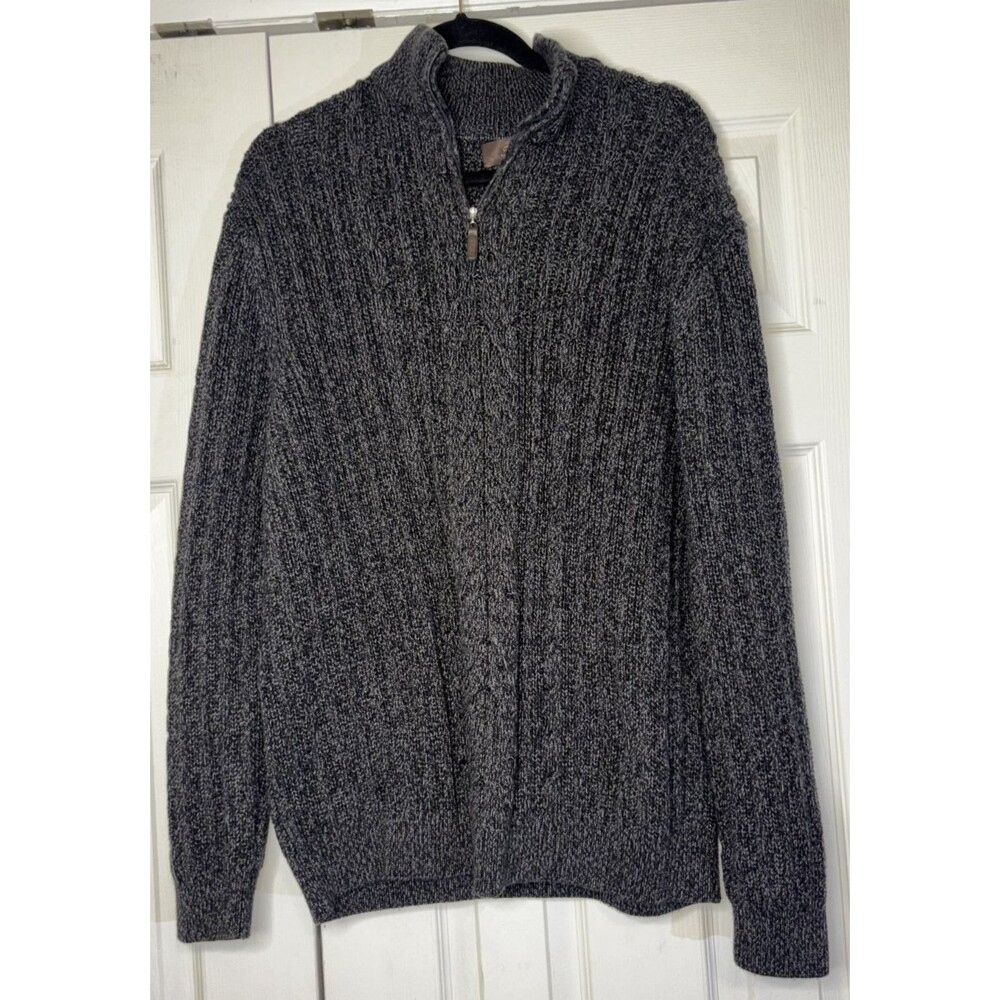 Men's TASSO ELBA Knit 1/4 Zip Grey Sweater Mens XXL 100% Cotton